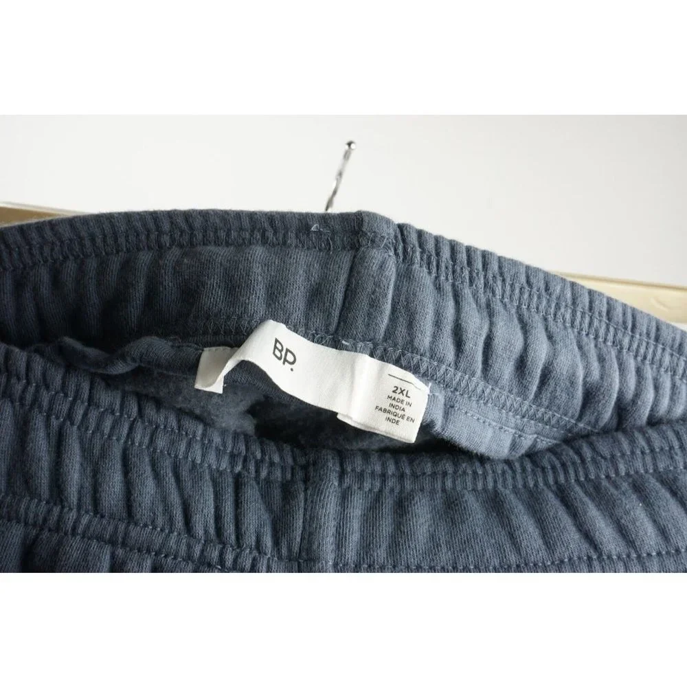 New BP Mens 2XL Knit Cotton Blue Fleece Lined Drawstring Adjustable Sweat Shorts